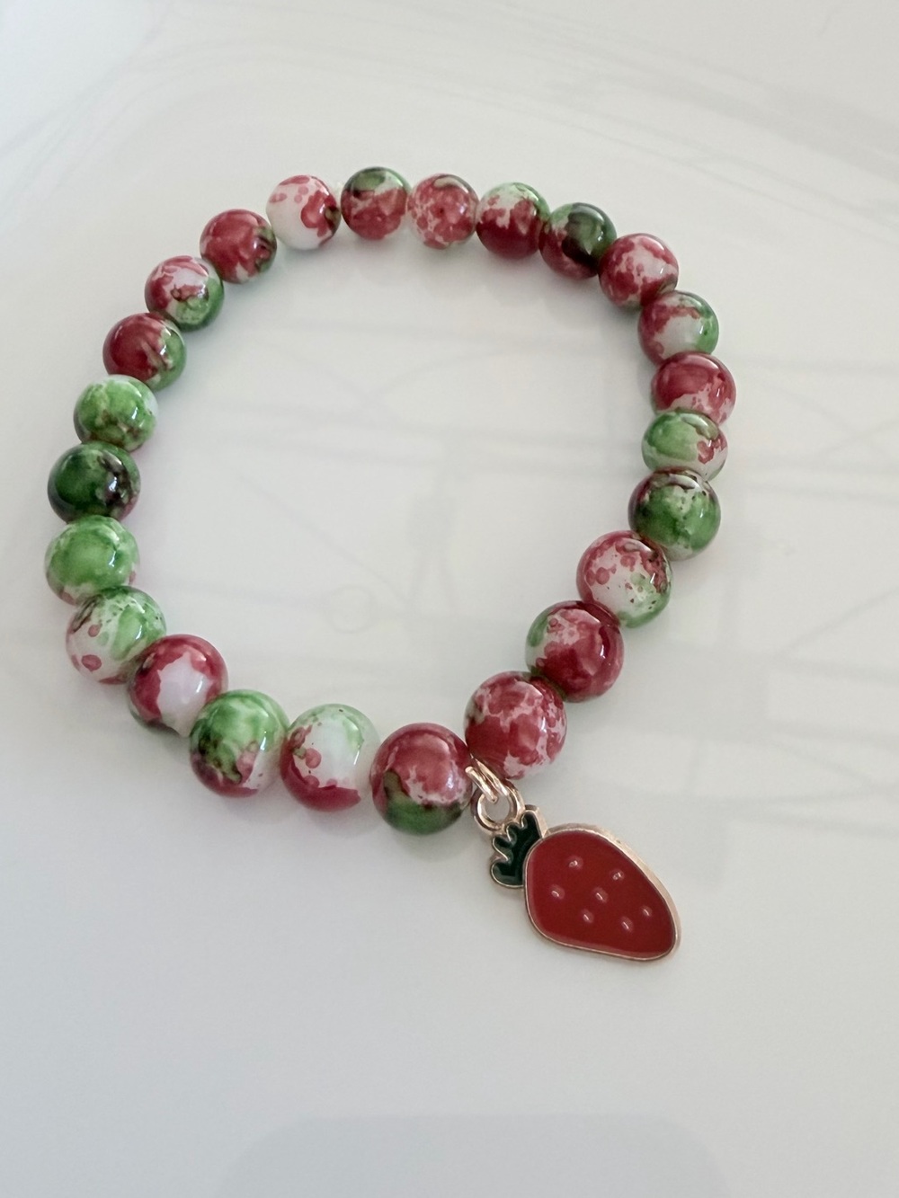 Strawberry Charm Beaded Bracelet Handmade Gifts Novelty Jewelry